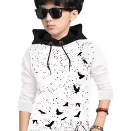 Rotaqo Boys Graphic Printed Hooded Cotton T-shirt-image-11