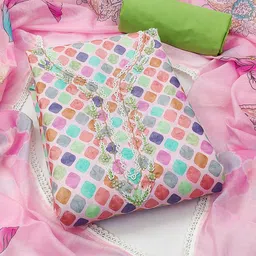HERE&NOW Printed Beads And Stones Unstitched Dress Material-image-12