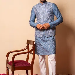 Ayush Jain Embroidered Woven Nehru Jacket-33