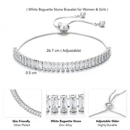 Peora Silver Plated Baguette Crystals Stone Studded Adjustable Wraparound Bracelet image 3