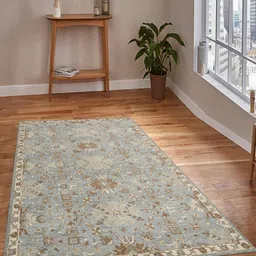 saraswatii global Lewis Farmhouse Blue & Brown Floral Printed Tufted Woollen Carpet-picture-31