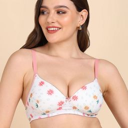 Tweens Women Floral Printed Underwired Medium Coverage Lightly Padded Seamless T-shirt Bra-17