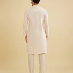 Manyavar Men Floral Woven Design Mandarin Collar Kurta With Pyjamas image 2