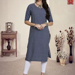HERE&NOW Selection Of 2 Floral Printed Round Neck Straight Kurtas-picture-51