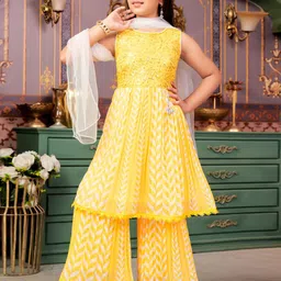 BAESD Girls Embroidered Sequinned Round Neck Kurta With Sharara And dupatta-picture-15
