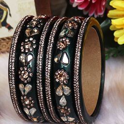 TAJ BRIDAL STORE Set Of 6 Kundan Studded Bangles-image-10
