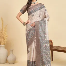 KALINI Ethnic Motifs Silk Blend Designer Tussar Saree-image-62