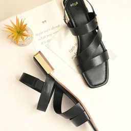 Styli Embellished PU Block Sandals-16