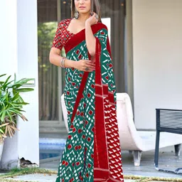 PEENGAX Pure Cotton Geometric Ikat Saree-13