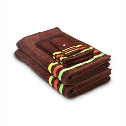 United Colors of Benetton Brown & Yellow 6 Pieces Striped Pure Cotton 450 GSM Towel Set-picture-2