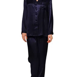 DEHMAN Solid Long Sleeves Night Suits-17