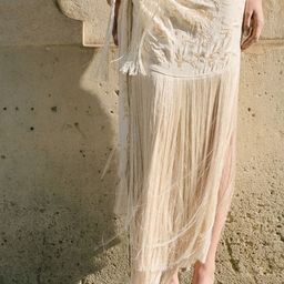 MANGO CAPSULE Collection Embroidered Fringe Pareo-Style Skirt-image-19