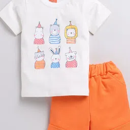 SNUGGLY MONKEY Boys Printed Round Neck Pure Cotton T-Shirt With Shorts-image-41