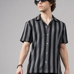 British Club Men Relaxed Semi Sheer Striped Casual Shirt-picture-26