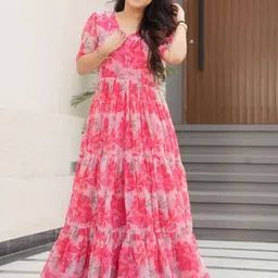 Tilton Floral PrintedFit & Flare Tiered Maxi Dress-image-6