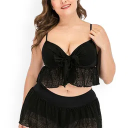 Plus Curvves Women Plus Size Lace Split Bikini Swimwear-image-72