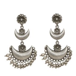 VIVAZS Silver-Plated Artificial Beaded Crescent Shaped Oxidised Chandbalis image 5
