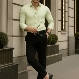 encore by INVICTUS Men Slim Fit Solid Spread Collar Casual Shirt-picture-15