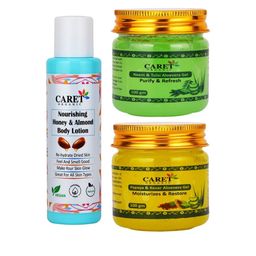 CARET ORGANIC Set of 3 Body Lotion & Neem, Tulsi Aloevera Gel & Papaya Kesar Aloevera Gel-19