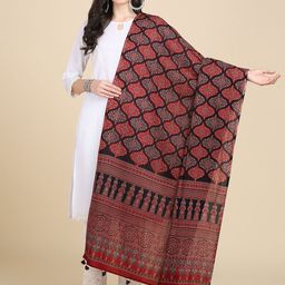 Dillen Floral Block Printed Pure Cotton Dupatta-image-35