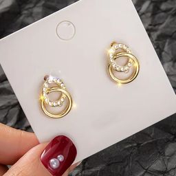 YouBella Gold-Plated Artificial Stones Studded Circular Shaped Studs-7