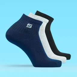 LUX MOZZE Men Pack Of 3 Assorted Cotton Stretchable Moisture Absorbent Ankle-Length Socks-image-20