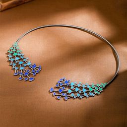 Yellow Chimes Peacock Style Open Chokers Necklace-image-37