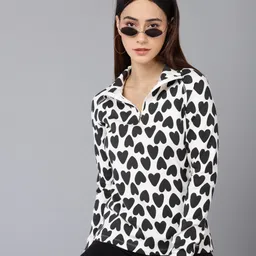 Moda Rapido Women Printed High Neck Monochrome Pockets Slim Fit T-shirt-picture-45