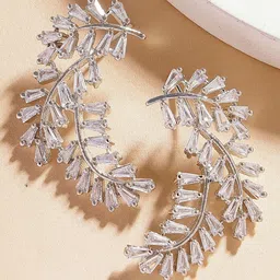 KARATCART Silver-Plated Contemporary American Diamond Studs Earrings-55