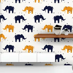 ArtzFolio Printed UV-Resistant Anti-Bacterial Cartoon Elephant Peel & Stick Wallpaper-image-28