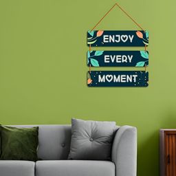 WallDaddy Teal & Green Printed Wooded Wall HangingDecor-91