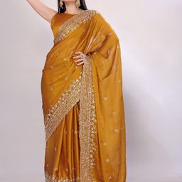 HERE&NOW Embellished Embroidered Heavy Work Saree-image-42