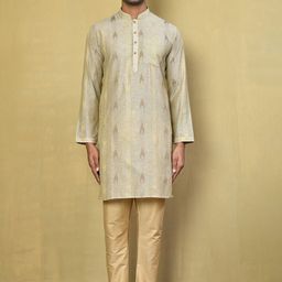 Arihant Rai Sinha Men Geometric Printed Cotton Kurta with Pyjama-picture-17