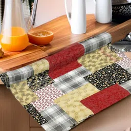 REVEXO Grey & Red Printed Water-Resistant Shelf Liner-17