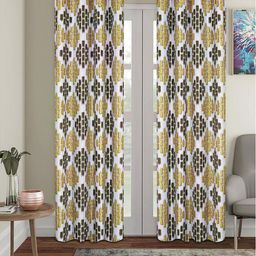 Myntra Elegant Homes Off White & Beige Set of 2 Geometric Room Darkening Door Curtain-17