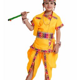 Kaku Fancy dresses Boys Embellished Krishna Dress Costume Set-55