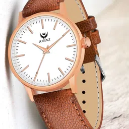 LORENZ Men Brass Dial & Leather Straps Analogue Watch MK-4059R-image-57