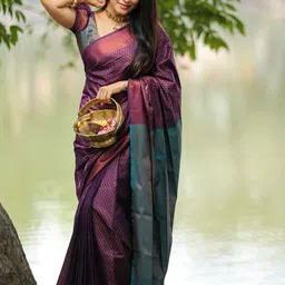 HERE&NOW Woven Design Zari Pure Silk Banarasi Saree-picture-1