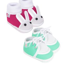 NESKA MODA Kids-Unisex Green Cotton Booties-picture-15
