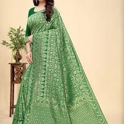 MORDEN MUSE Floral Silk Blend Banarasi Saree-picture-25