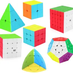 Speed Cube Set Of 2x2x2 3x3x3 4x4 5x5 Pyramid cube QiYi Mastermorphix & Pentagon Speed Cubes Bundle-8