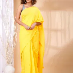 TITHI SAREES Solid Pure Cotton Saree with Unstitched Blouse Piece-image-99