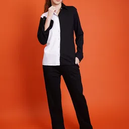 PRRODALITY Colourblocked Shirt Collar Neck Shirt With Trousers Co-Ords-picture-56