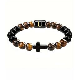 EDMIRIA Gold-Toned Wood Elasticated Bracelet-picture-1