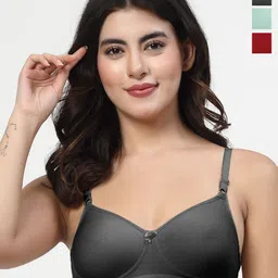 LILY Women Pack Of 3 Solid Full Coverage Non Padded Non-Wired Regular T-shirt Bra-22