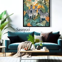 Sassyco Green & Black 1 Piece Canvas Birds and Animals Wall Paintings-image-56