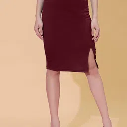 Selvia Midi Side Slit Pencil Skirt-image-58