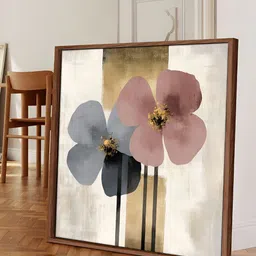 Myntra Elegant Homes Gold-Toned & Purple Minimalist Floral & Botanical Canvas Wall Art-38