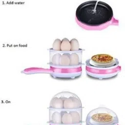 wait2shop Egg Boiler Electronic 2 in 1 Double Layer Egg Boiler Steamer Cooker With Handle and Capacity of 14 Eggs |Automatic Egg Boiling Non-Stick Steamer and Egg Cooking, Boiling and Frying Handle Egg-14 Egg Cooker image 3