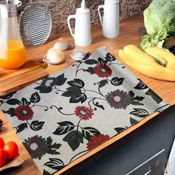 REVEXO Black & Red Floral Printed Water-Resistant PVC Shelf Liner-31